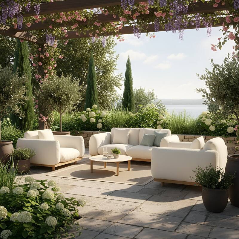 Studio London 4 Piece Outdoor Garden Sofa Set Aluminium Wood Effect