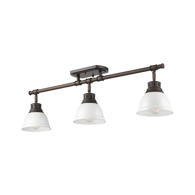 Yep by Golden Lighting Duncan 3-light Semi-Flush Mount in Rubbed Bronze and Matte White shade