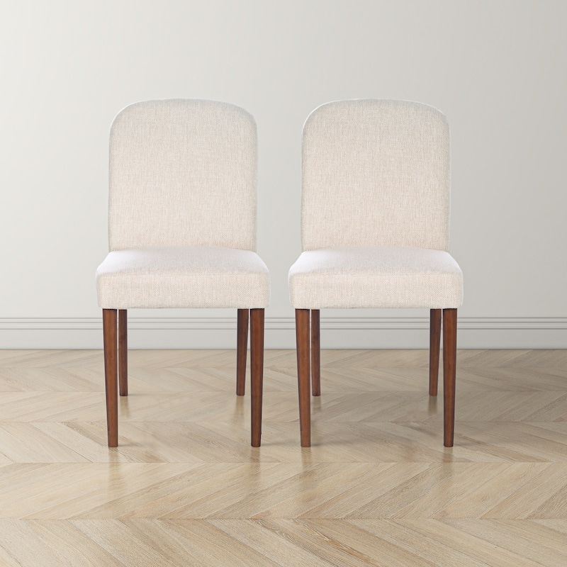 Mizu Solid Wood Japandi Style Linen Dining Chair (Set of 2)