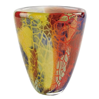8 Multicolor Art Glass Oval Vase