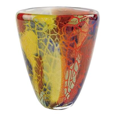 8 Multicolor Art Glass Oval Vase 8 Multicolor Art Glass Oval Vase