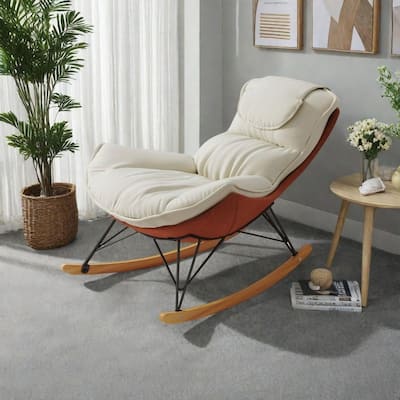 Velvet Rocking Chair with Removable Cushion and 300lb Capacity