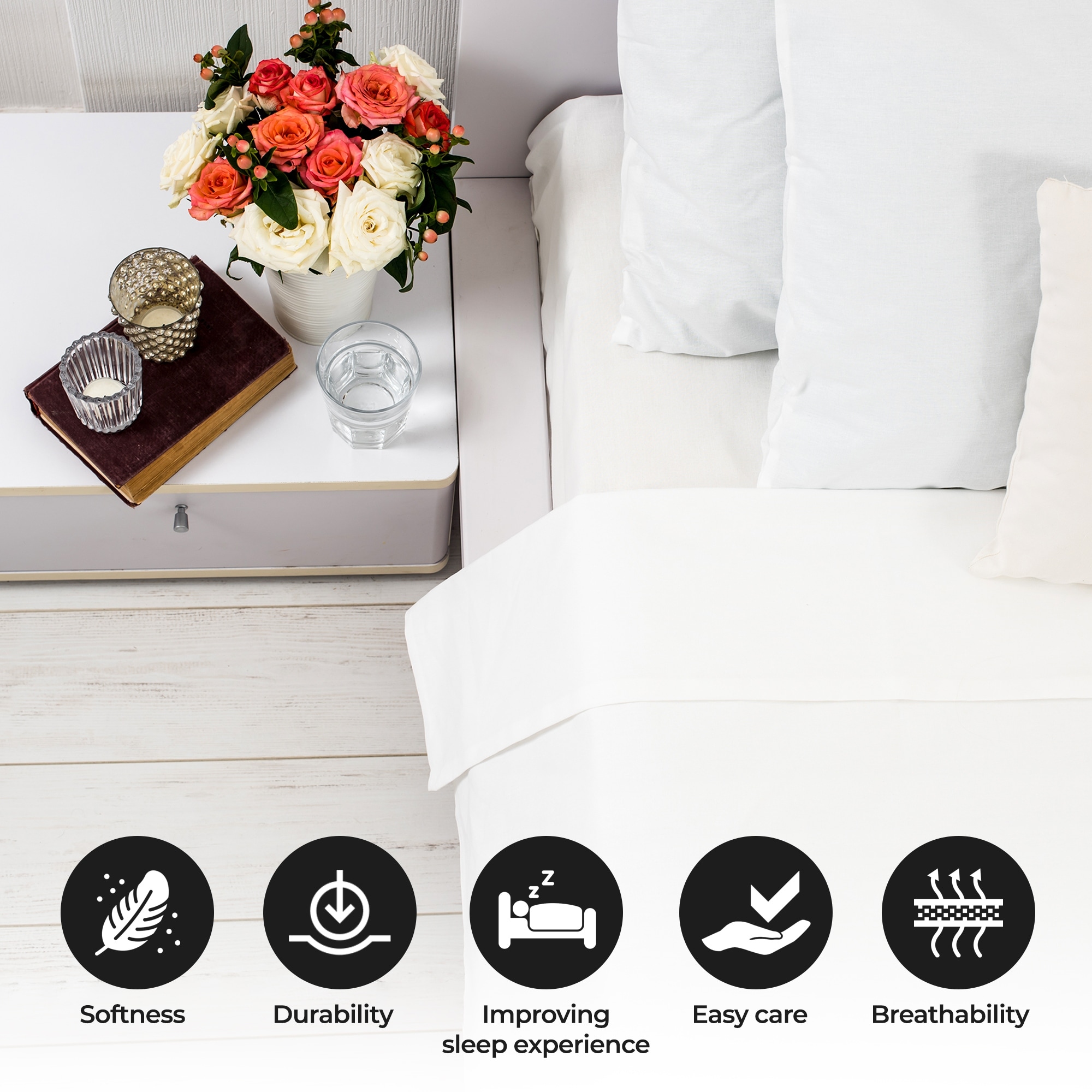 Cotton Blend Hotel Quality White Flat Bed Sheet Set of 12 by-image