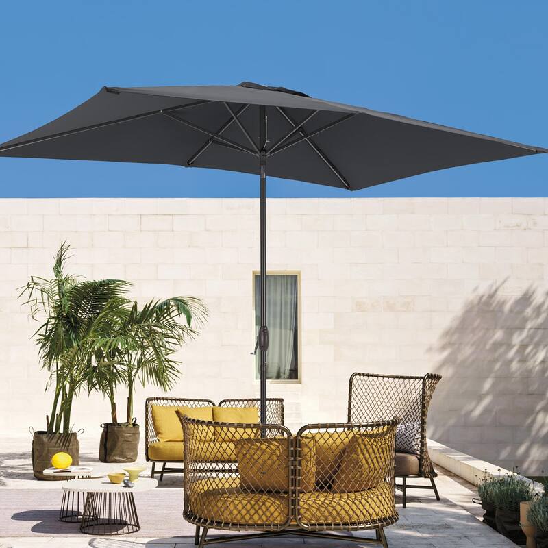 LIVOOSUN 6x9Ft Patio Market Umbrella Weather-Resistant Table Umbrella - Anthracite