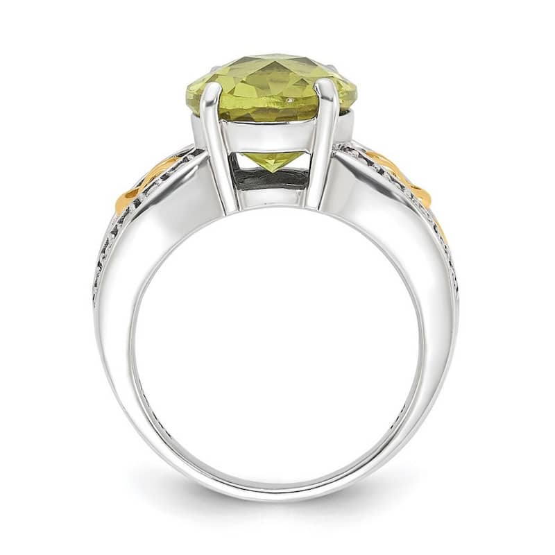Curata 925 Sterling Silver With 14k 3.30Lemon Quartz Ring