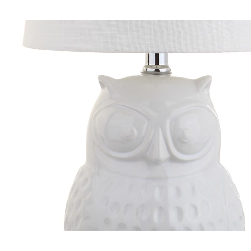 Gemma 20.5" Ceramic Mini LED Table Lamp, White Owl by JONATHAN Y