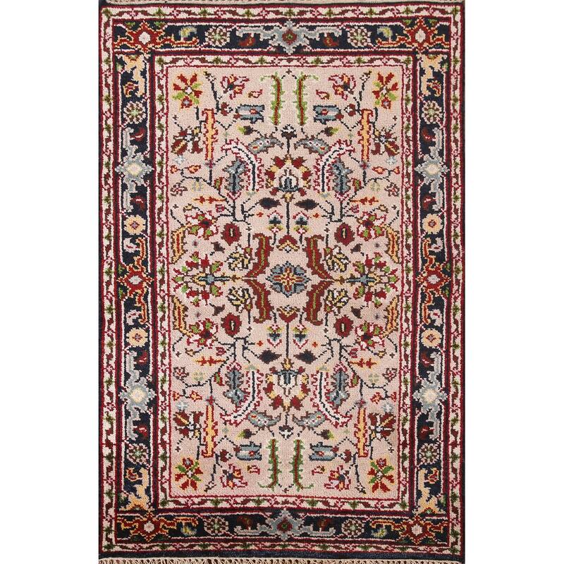 Floral Transitional Oushak Oriental Accent Rug Handmade Wool Carpet - 3'0"x 4'11"