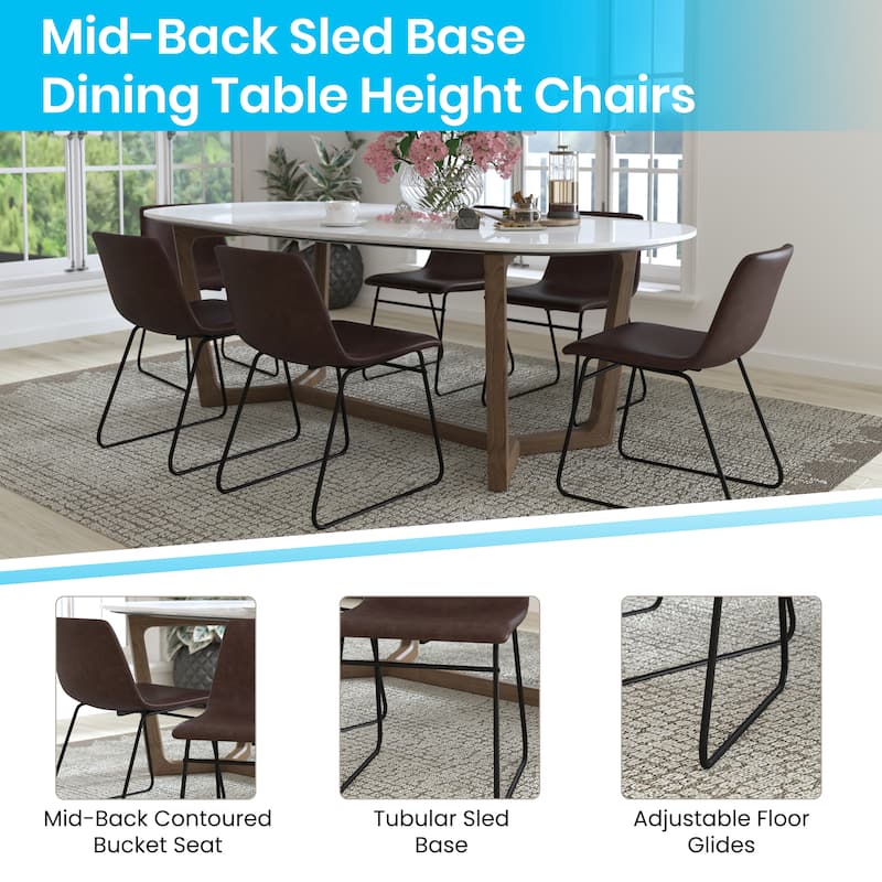 18 Inch Indoor Dining Table Chairs, LeatherSoft Upholstery-Set of 2