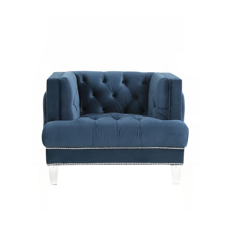 Luxurious Velvet Chair with Exceptional Comfort and Stylish Design - Blue