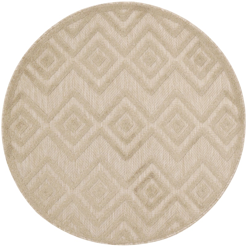 Nourison Versatile Indoor/Outdoor Geometric Flatweave Area Rug - 4' x Round - Cream