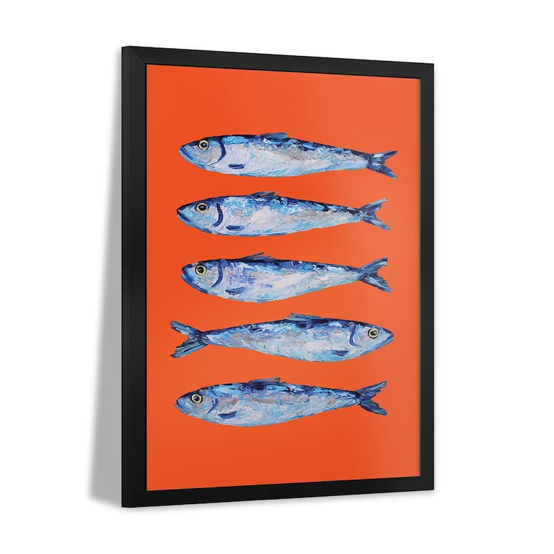 Sardines On Orange Premium Framed Poster by Alice Straker