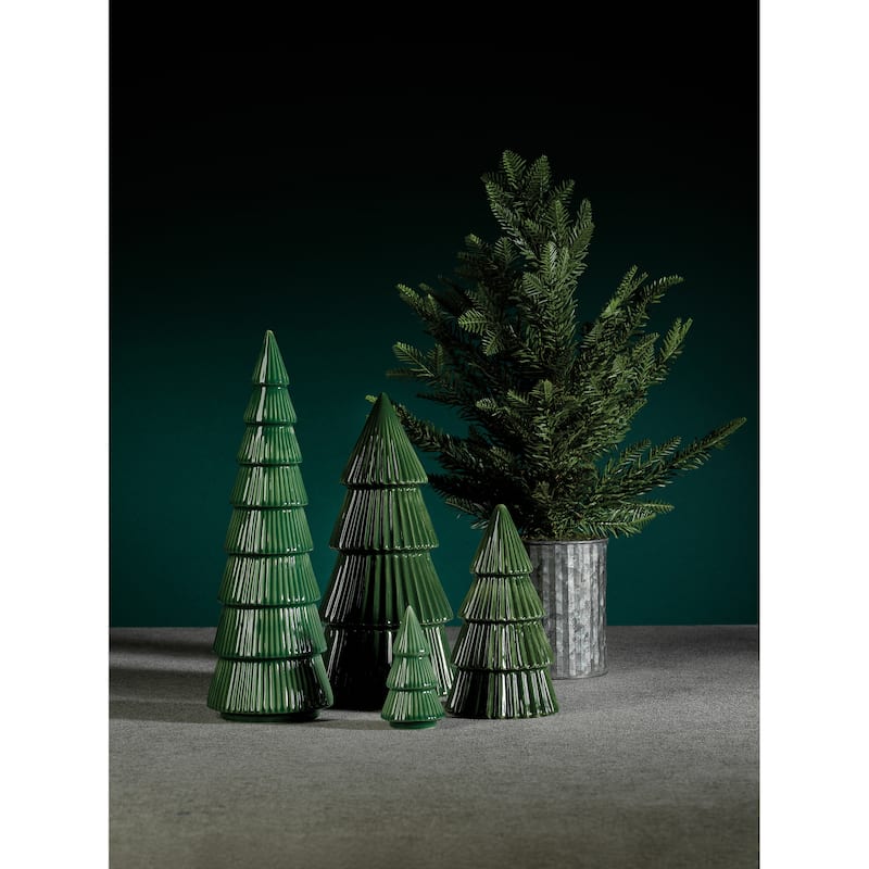 Holiday Ceramic Tree Sculptures, Set of 4