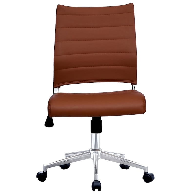 Set of 2 Modern Ergonomic Executive Mid back PU Leather Office Chairs No Arms Rest Tilt Adjustable Height With Wheels