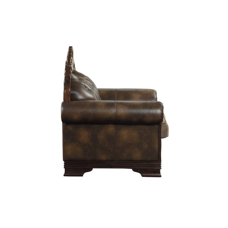 Nanette Dark-Cherry Wood Living Room Set