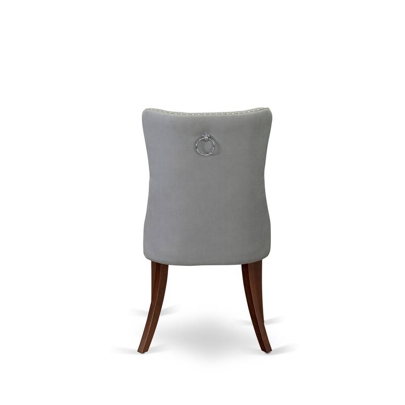 East West Furniture Dining Set Consists of a Round Kitchen Table and Upholstered Chairs, Mahogany (Pieces Options)