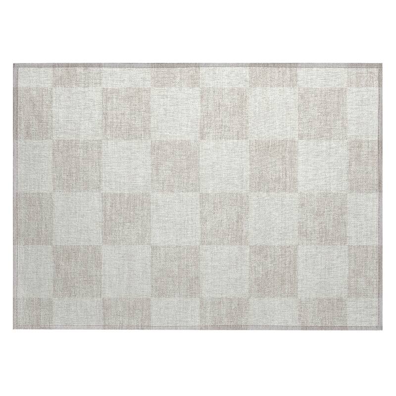 Machine Washable Indoor/ Outdoor Modern Checker Chantille Rug