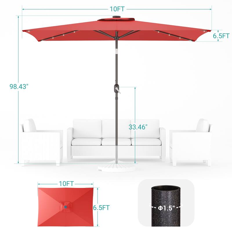 BONOSUKI LED 10 x 6.5ft Outdoor Umbrellas Patio Market Table Umbrellas