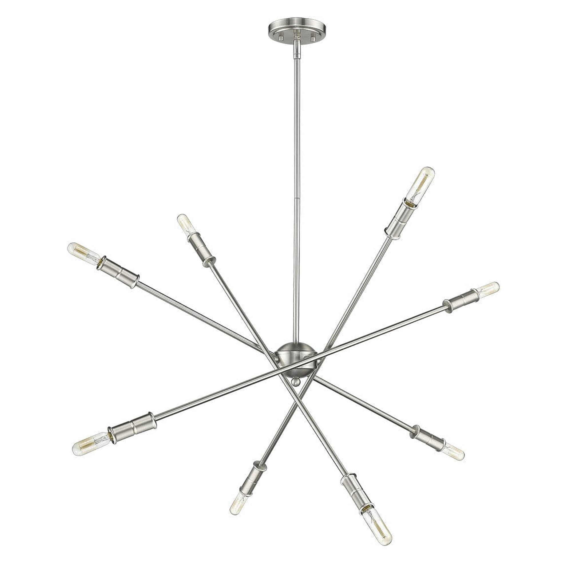 Mid-Century Modern Sputnik Satin Nickel Chandelier