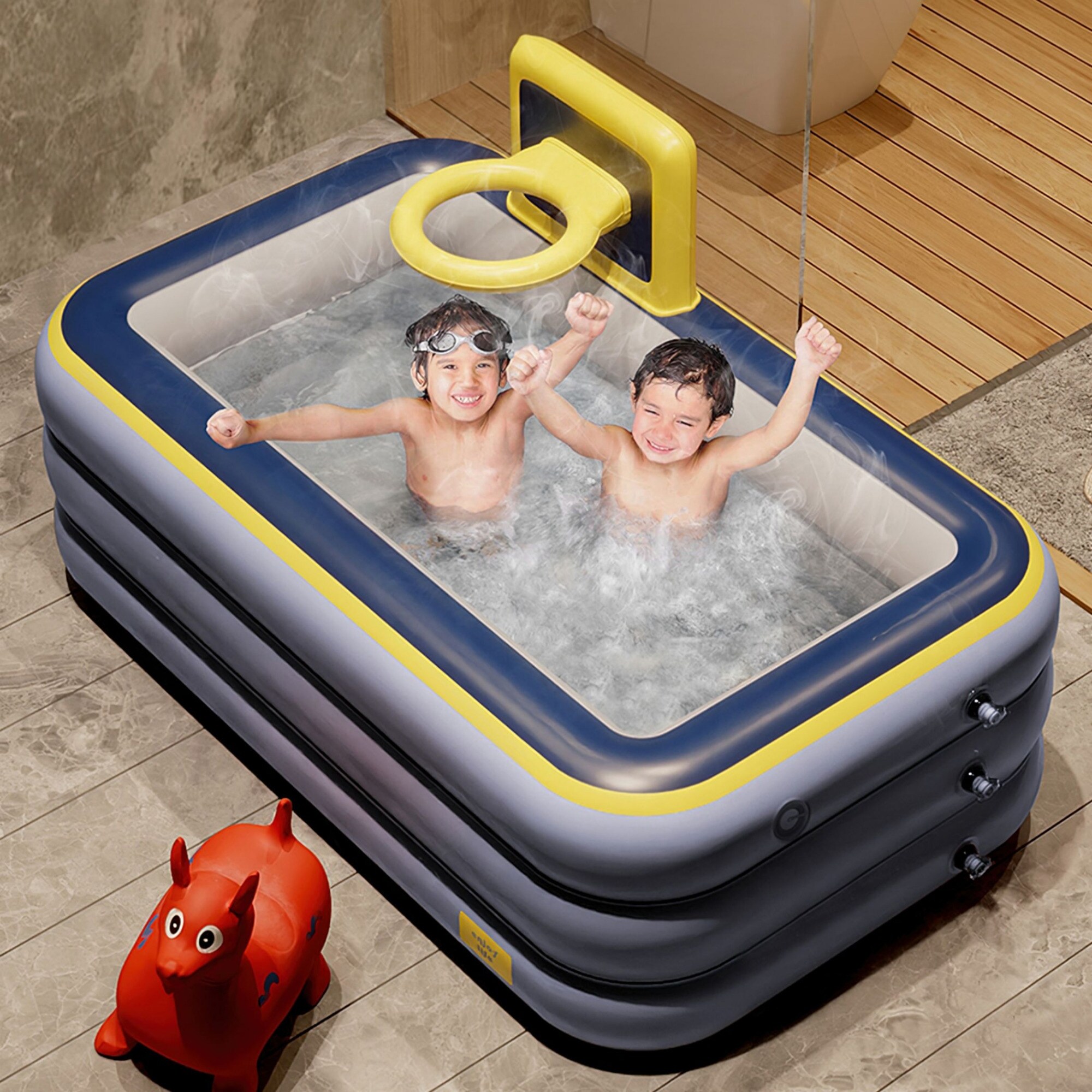 Outdoor Inflatable Children s Swimming Pool with Basketball Hoop Bed Bath Beyond 37744424