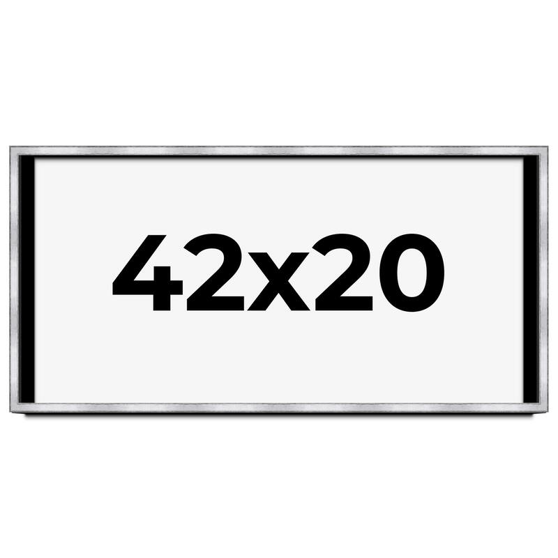 42x20 Shadow Box Frame Silver | 1.375 Inches Deep Real Wood