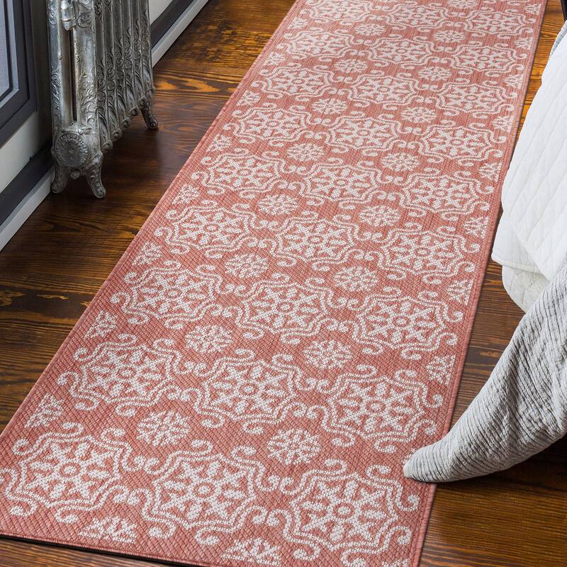 World Rug Gallery Transitional Geometric Textured Flat Weave Indoor/Outdoor Area Rug