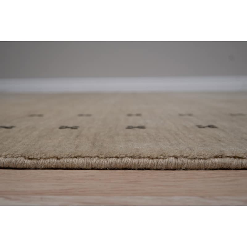 Home Decor EORC Handmade Wool Lori Baft Rug, Beige Luxurious & Timeless Area Rug for Adding Sophistication and Comfort to Your