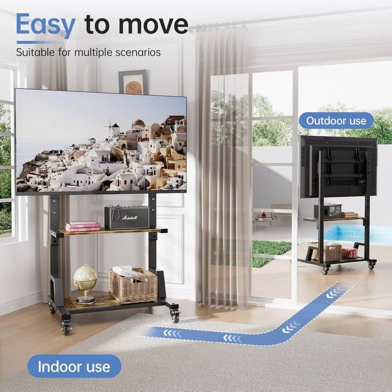 Rolling TV Stand with Large Storage
