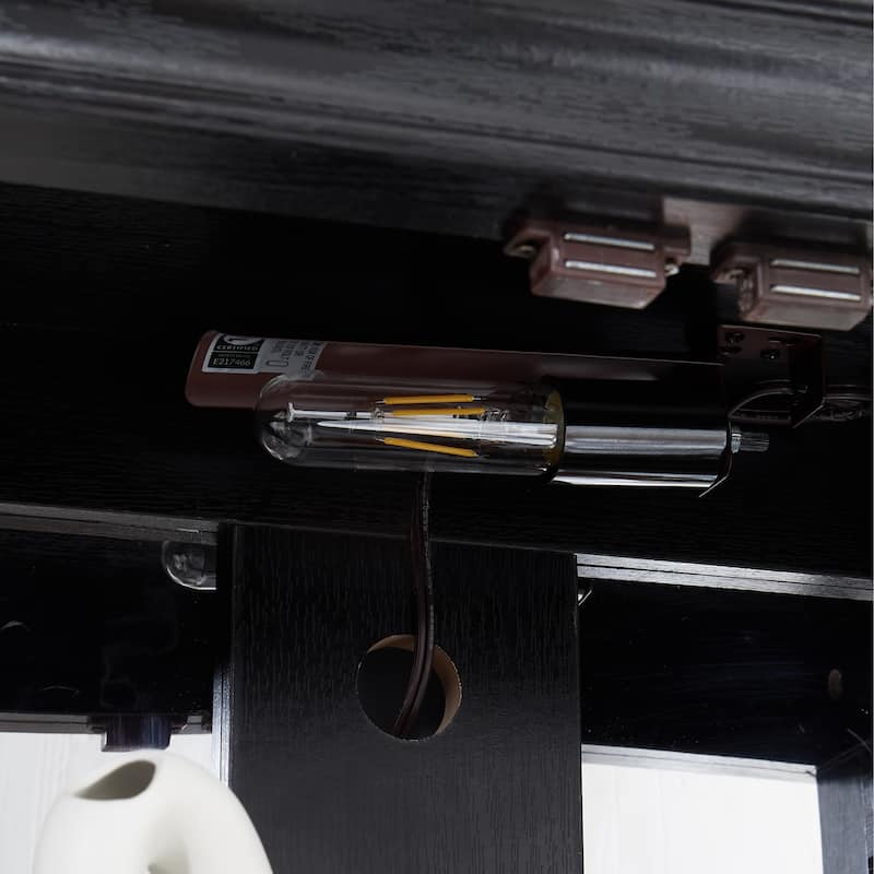 Elegant Lighted Glass Curio Display Cabinet Wooden Frame Storage Includes Light Bulb Ideal for Wine, Toys & Collectibles