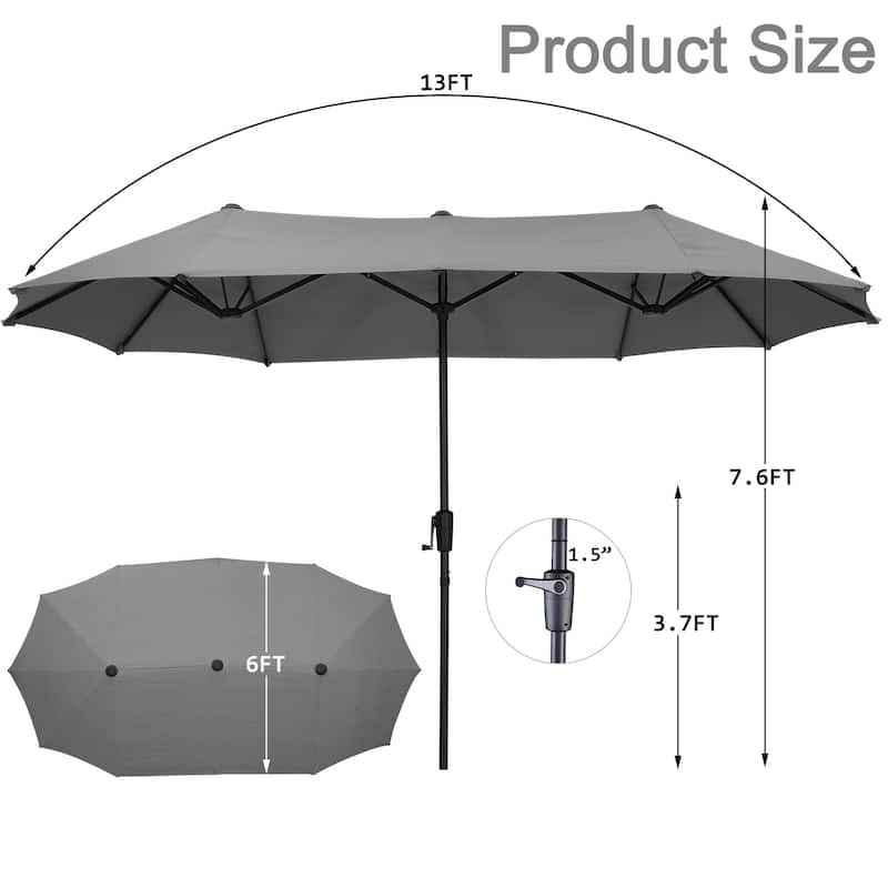 Autlaycil 13 FT Patio Umbrella with Sun Protection & Easy Crank