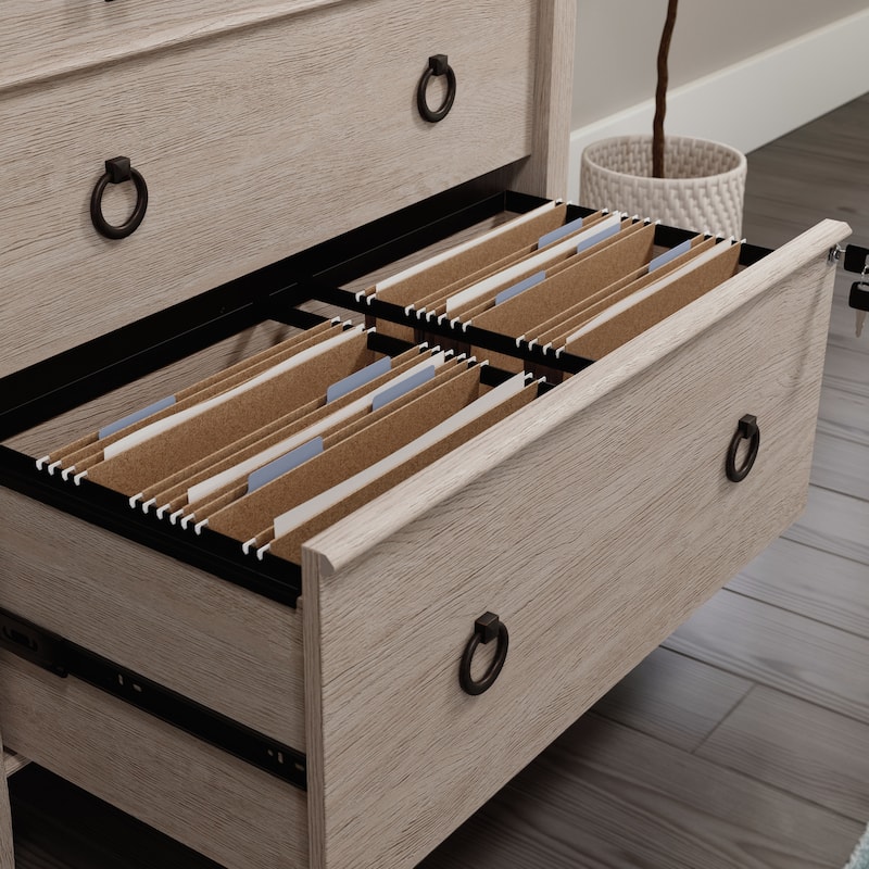 Wood Lateral File with Sophisticated Design, Brown