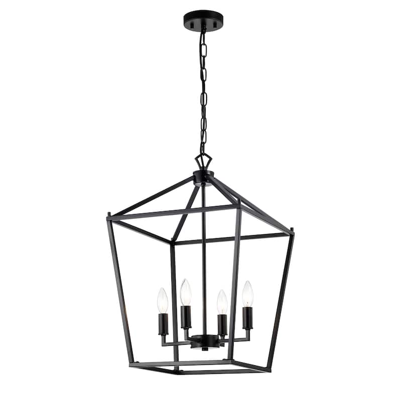 Buelex Lamp Post Lantern Style Iron Chandelier - Matte-Black-16in