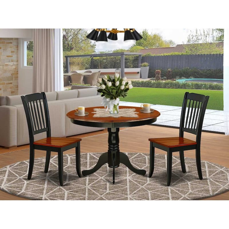 Bohemian Kitchen Table Set - 3 Piece Dining Set for Small Spaces - Round Table & 2 Chairs - 42 Inch - Black Cherry