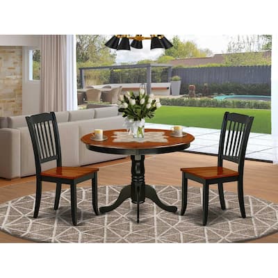 Bohemian Kitchen Table Set - 3 Piece Dining Set for Small Spaces - Round Table & 2 Chairs - 42 Inch - Black Cherry