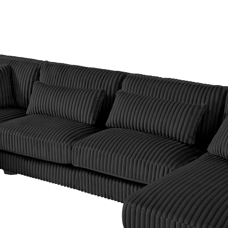 Oversized Corduroy Sectional Sofa with a Chaise