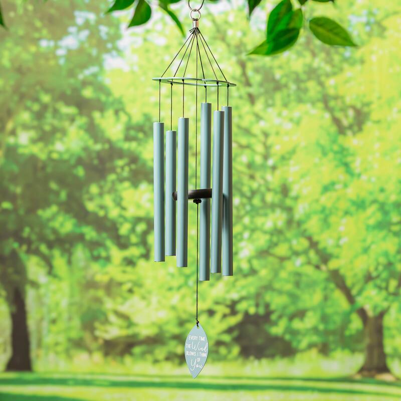 30 in. Laser Etched Metal Hand Tuned Wind Chime, "Every Time the Wind Blows I think of You", Scale "A"