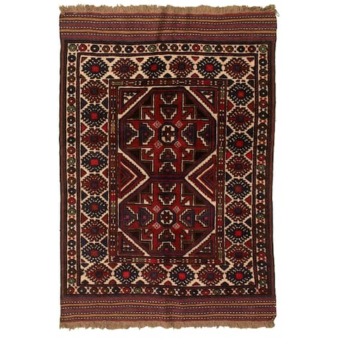 ECARPETGALLERY Hand-knotted Tajik Caucasian Red Wool Rug - 4'0 x 5'10