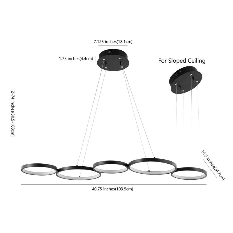 Juno 40.75" 5-Light Bohemian Coastal Iron Linear Integrated LED Pendant, Black by JONATHAN Y - 5 Light