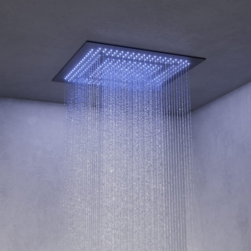 GRANDJOY Luxury LED Shower Faucets 20" Ceiling Mount Shower Head System with 6 Body Jets