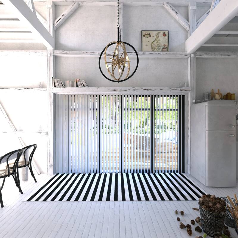 Modern Sputnik Chandelier 6-Light Brass Black Globe Pendant Light - 38