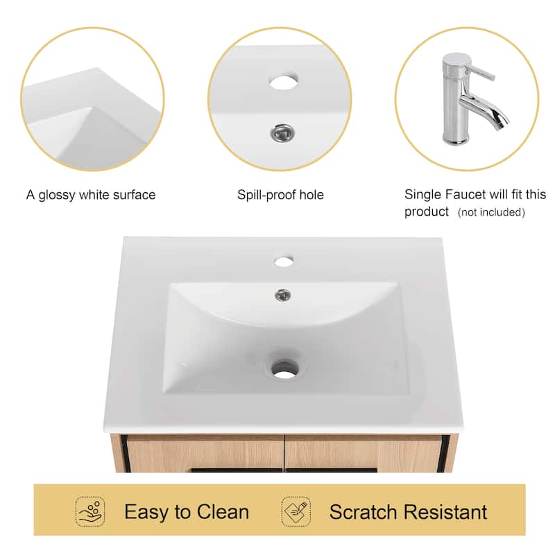 Malwee 24"/30" FreeStanding Bathroom Vanity, Floor Stand Bathroom Vanity with Sink,Soft Close Door and Adjustable shelf