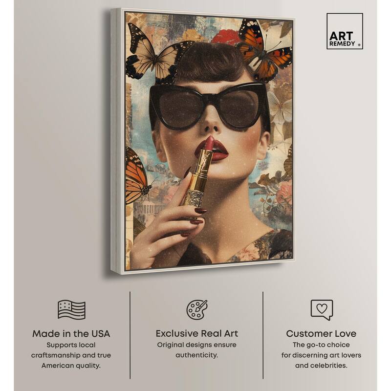 Iconic Lady Butterfly Collage II Canvas by Art Remedy