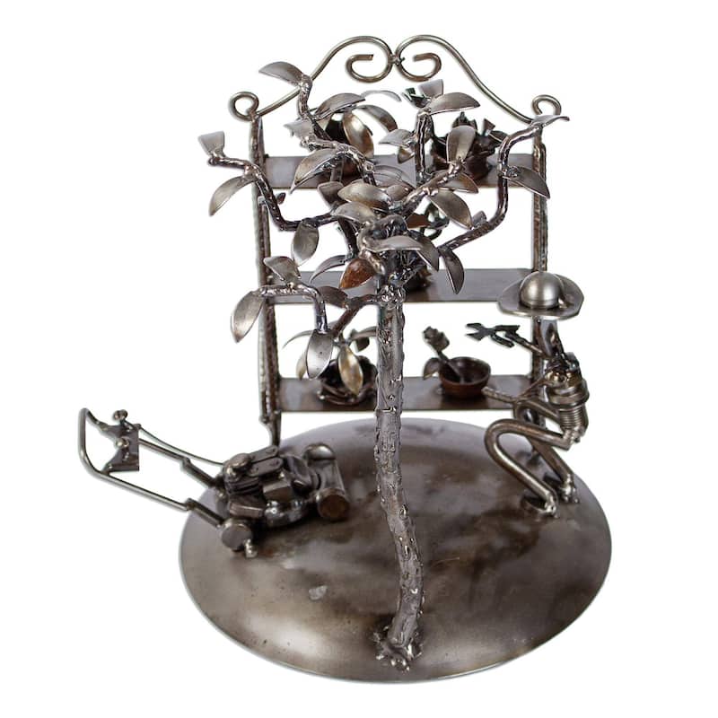 Novica Handmade Rustic Gardener Recycled Auto Parts Sculpture