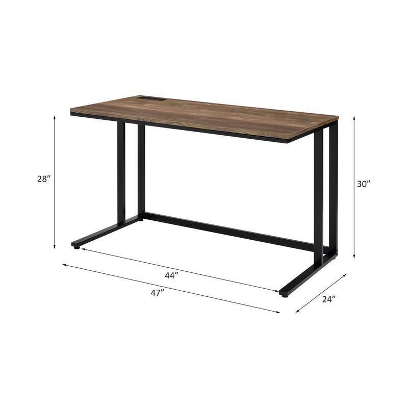 Versatile Walnut & Black Writing Desk with USB Port for Efficient Work