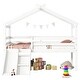 preview thumbnail 4 of 6, Twin Low Loft House Bed with Slide and Ladder, White