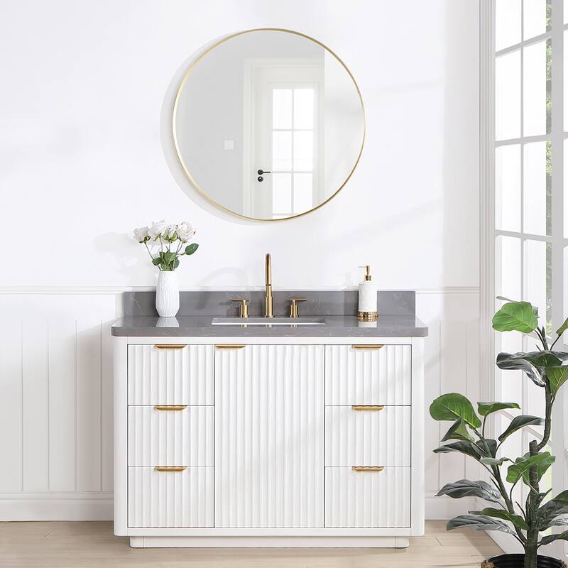 Cadiz Bath Vanity with Composite Stone Top and Mirror