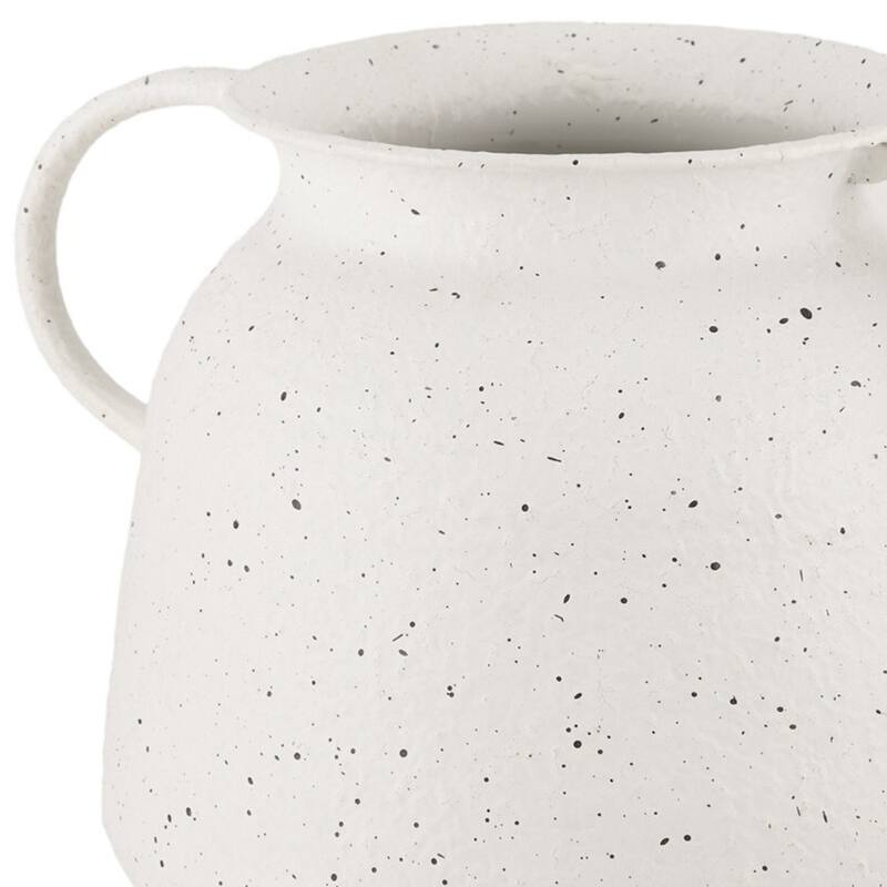 7" White Speckle Metal Amphora Table Vase - 9.45