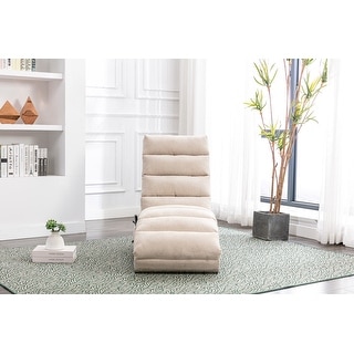 Linen Chaise Lounge Indoor Chair, Modern Long Lounger for Office,Beige ...