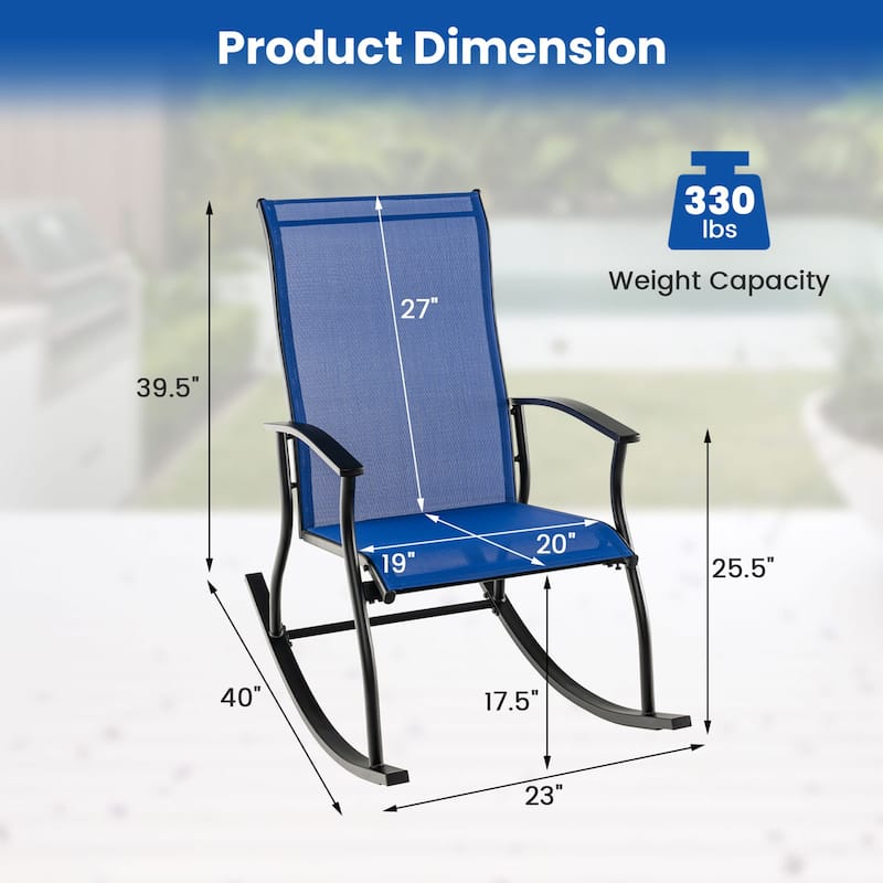 Gymax Set of 2 Outdoor Rocking Chair Patio Rocker w/ Breathable Fabric