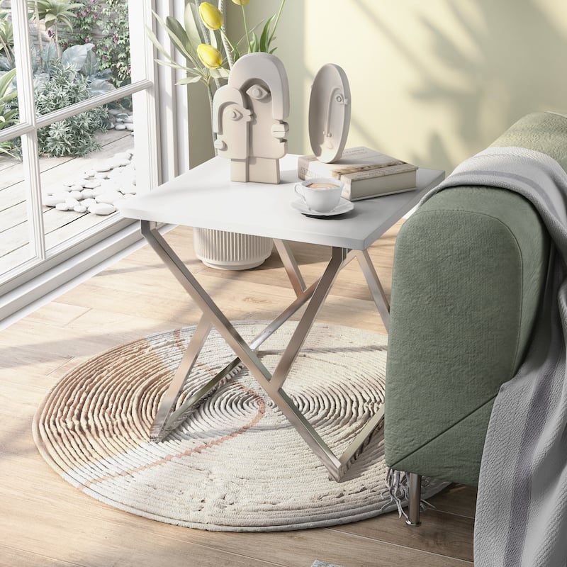 Cano Glam High Gloss White 24-inch Side Table by Furniture of America