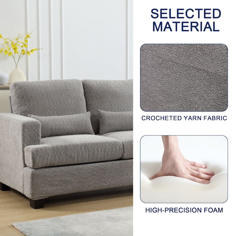 Velvet Upholstered Removable back Cushion Loveseat with 2pcs waist pillow
